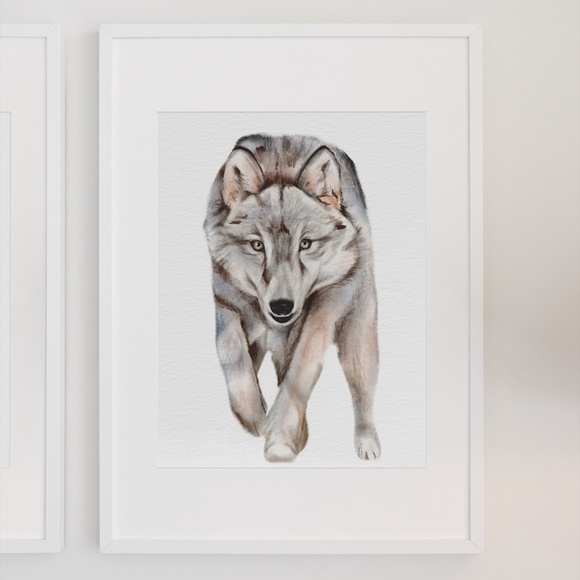 Wall Art Watercolor Wolf Poster Print Unframed - Picture 5 of 6